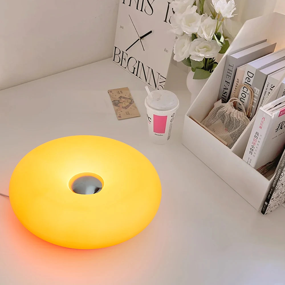 Bauhaus Donut Table Lamp with USB Port for Modern Bedrooms and Cafes