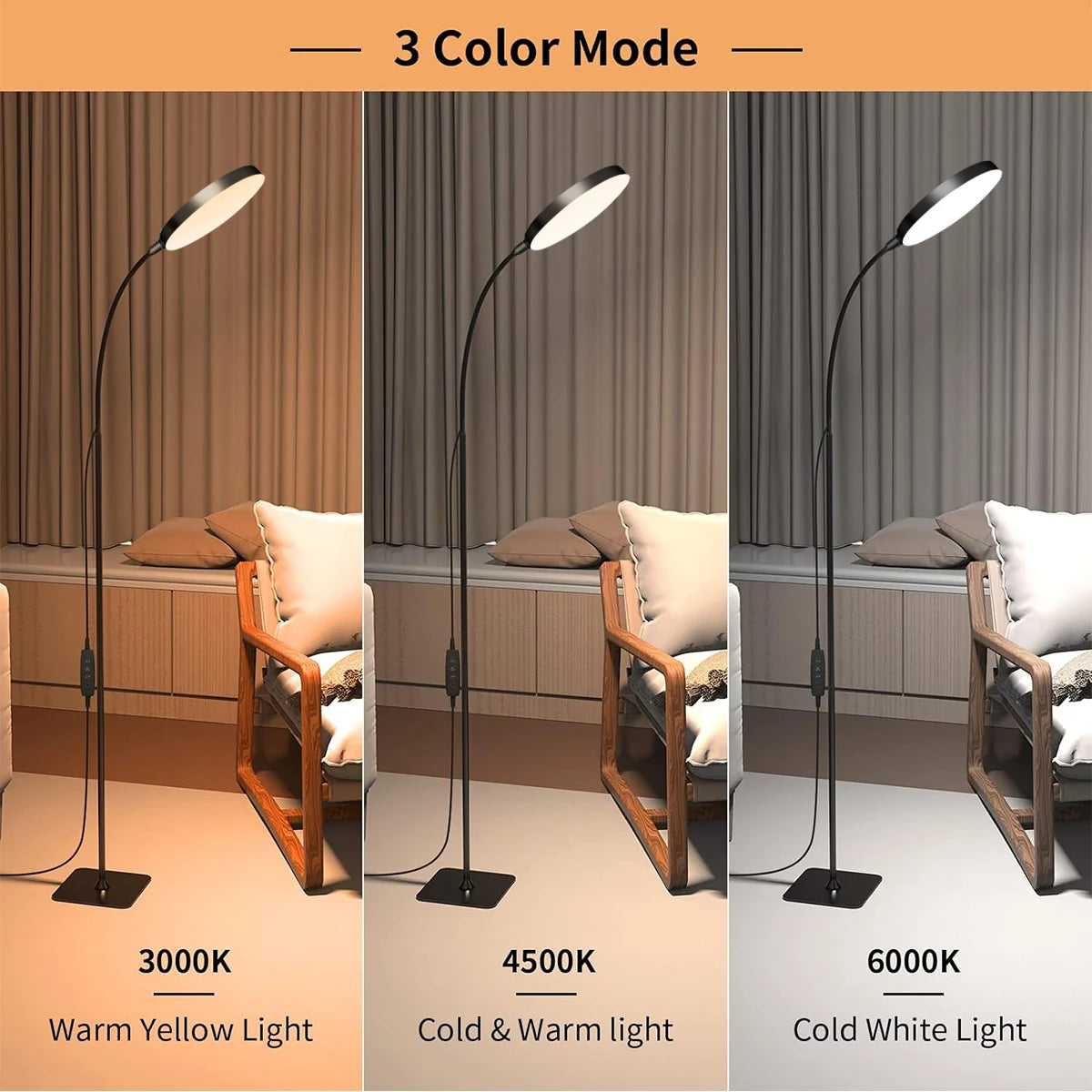 Adjustable LED Floor Lamp with Flexible Gooseneck for Reading and Task Lighting