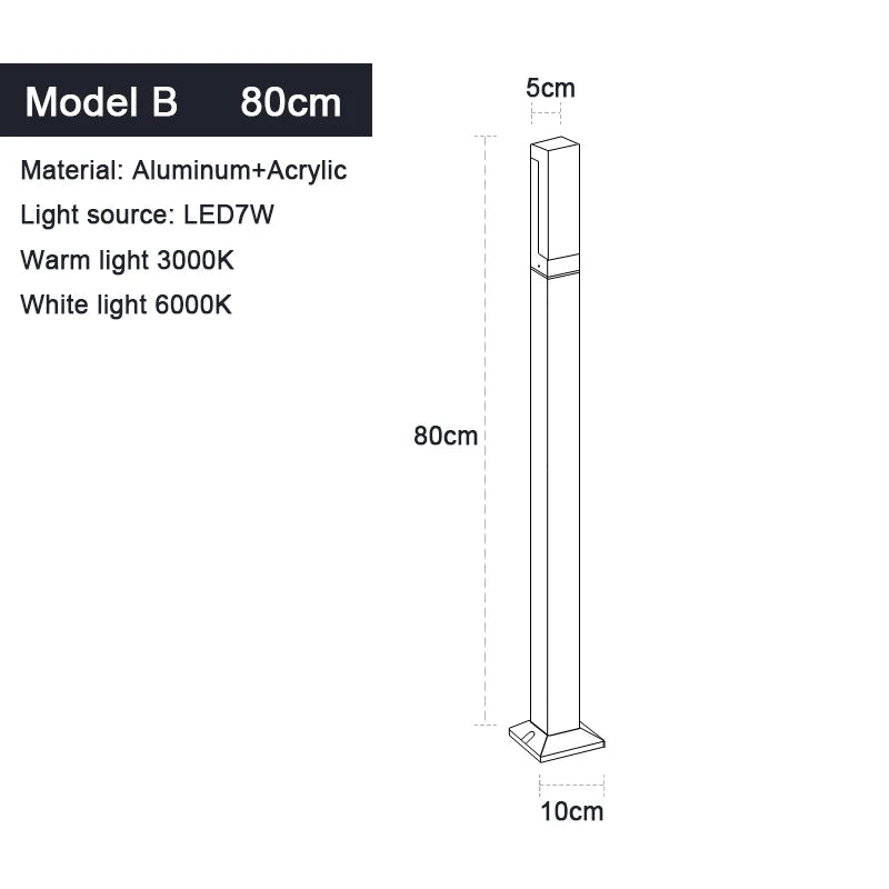 Modern LED Post Light for Garden Villa and Outdoor Landscaping