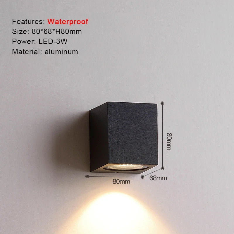 Modern Aluminum Waterproof LED Wall Sconce for Outdoor Patios and Gardens