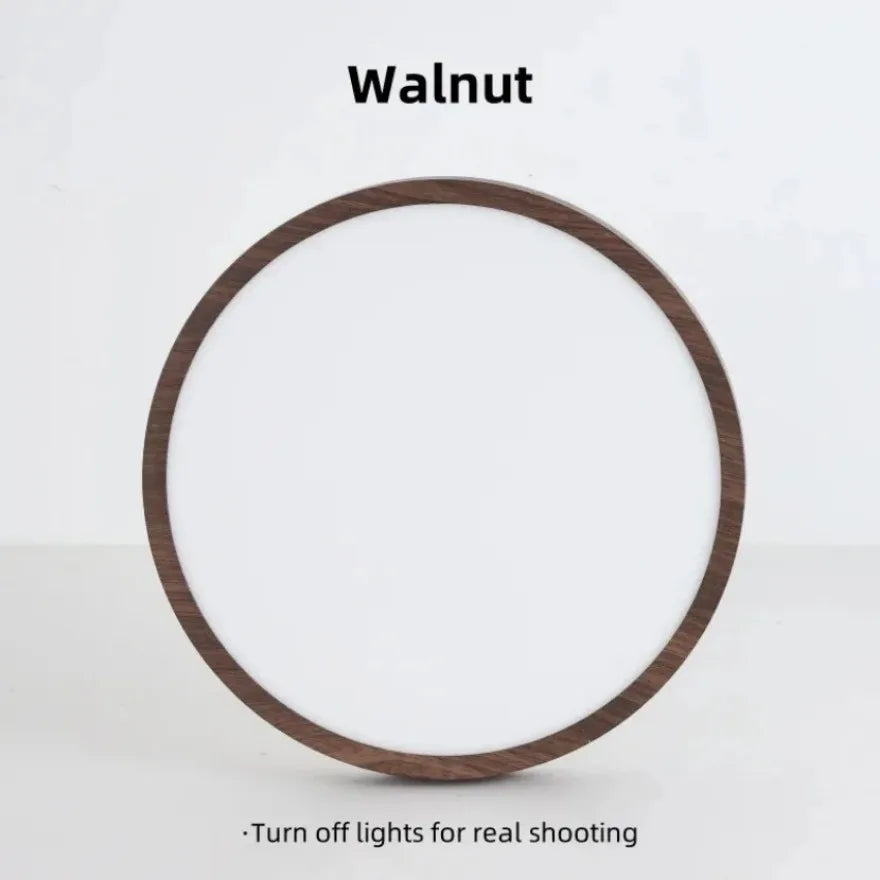Modern Circular Wood Grain LED Ceiling Light for Living and Dining Rooms