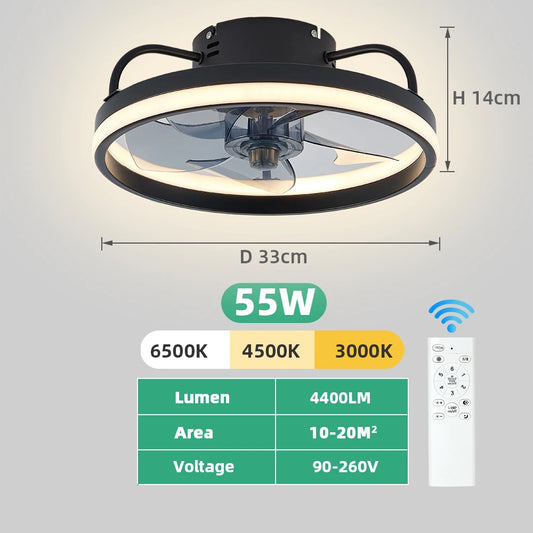 Modern LED Ceiling Fan with Remote for Quiet Living Room Ambience