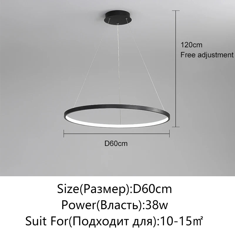 Minimalist Round LED Pendant Light for Modern Living Rooms and Restaurants
