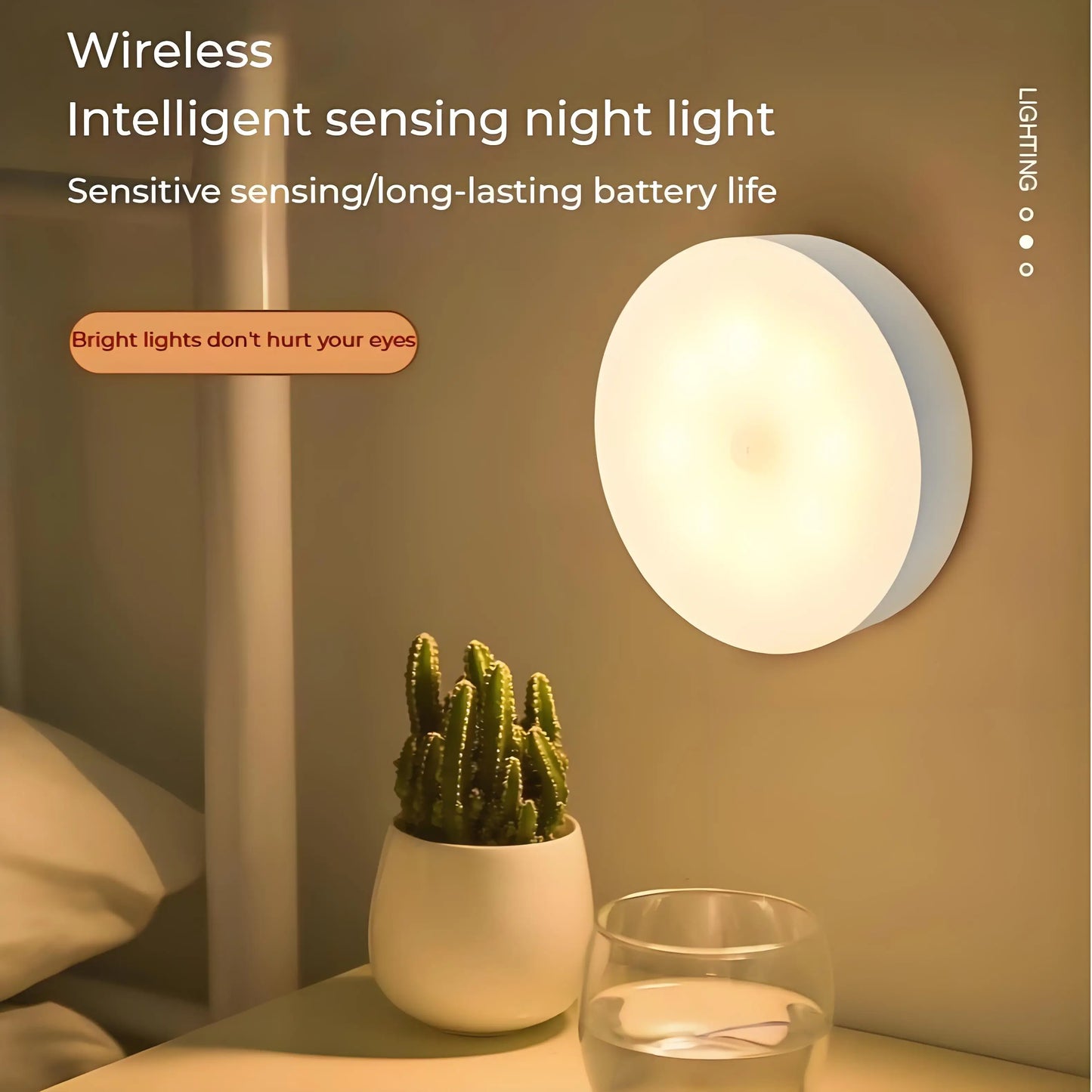 Wireless Motion Sensor LED Night Light for Home and Office Lighting