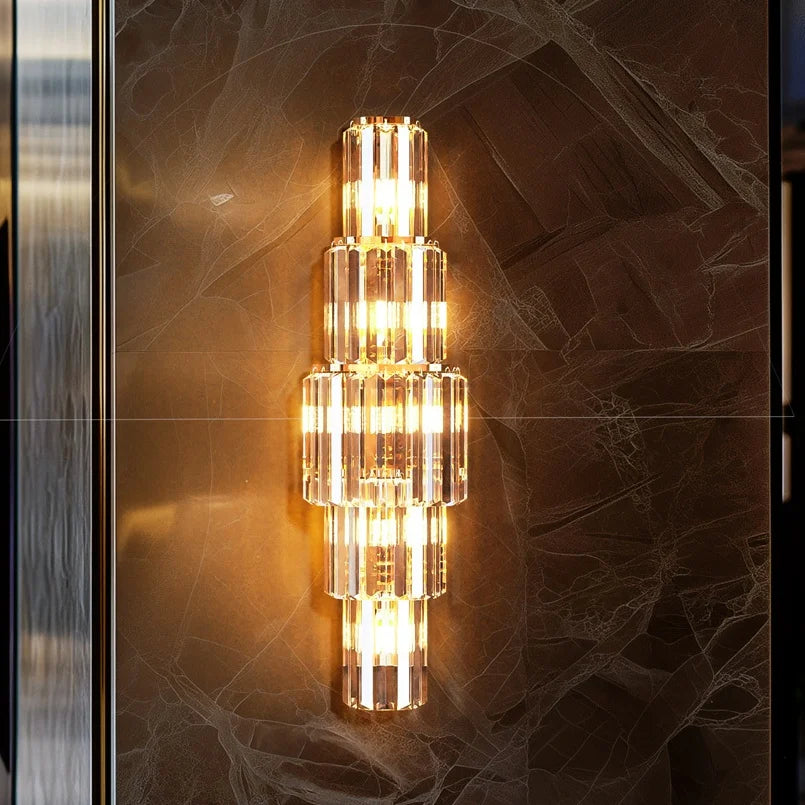 Modern Three-Layer Crystal Wall Sconce for Elegant Home and Hotel Interiors