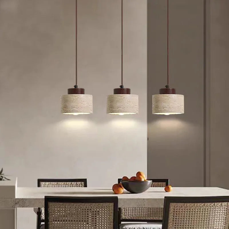 Modern Travertine Stone Pendant Light for Kitchen Islands and Dining Rooms