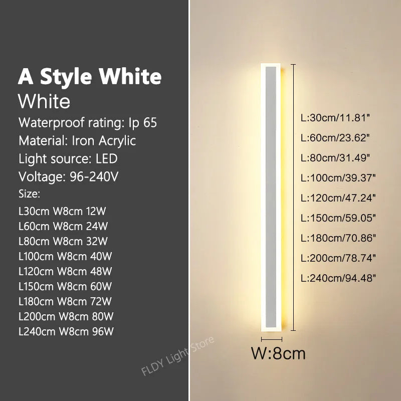 Minimalist Long Strip LED Wall Light for Modern Outdoor Spaces