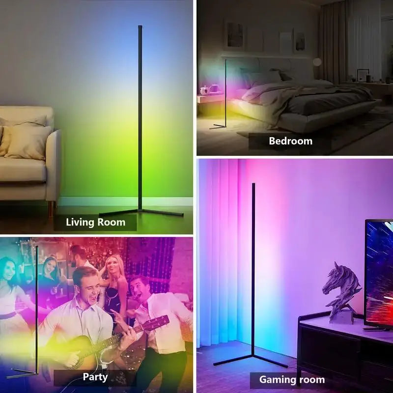 Modern LED Floor Lamp with Music Sync for Living Room Ambiance