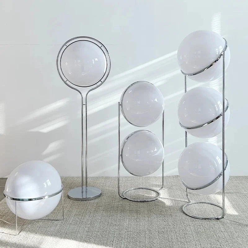 Modern Chrome and Acrylic Globe Floor Lamp for Hotel and Living Rooms