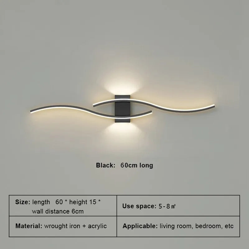 Modern LED Strip Wall Lamp for Living Room and Bedroom Interiors