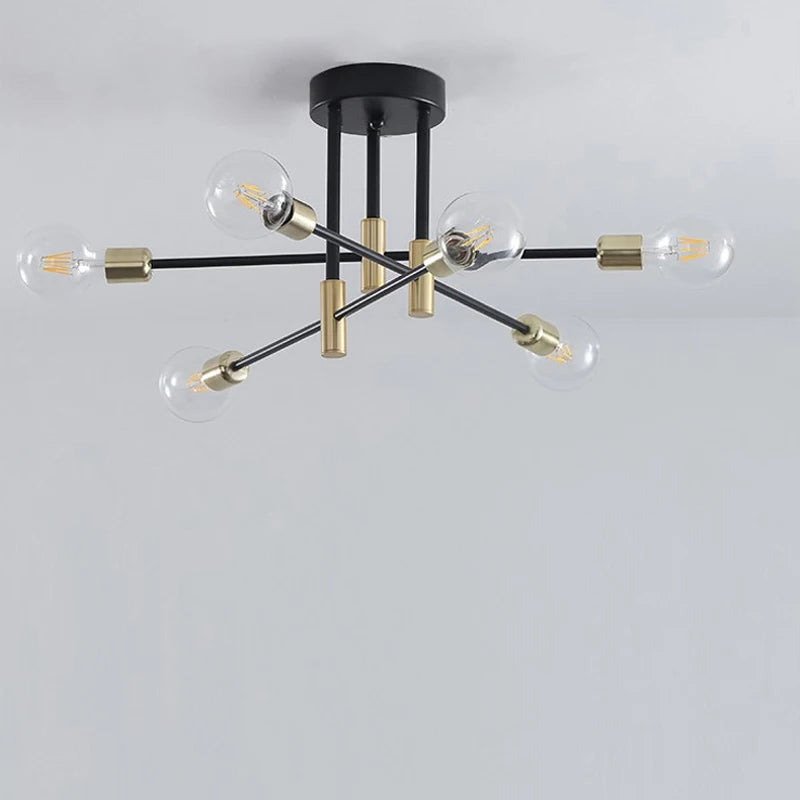 Industrial Wrought Iron Ceiling Chandelier for Modern Living Room Interiors