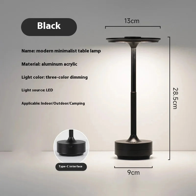 Portable Retro Rechargeable LED Table Lamp for Cafes and Bedside Tables