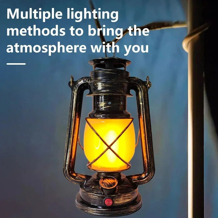 Portable Vintage LED Table Lamp for Cafe Ambiance and Outdoor Living