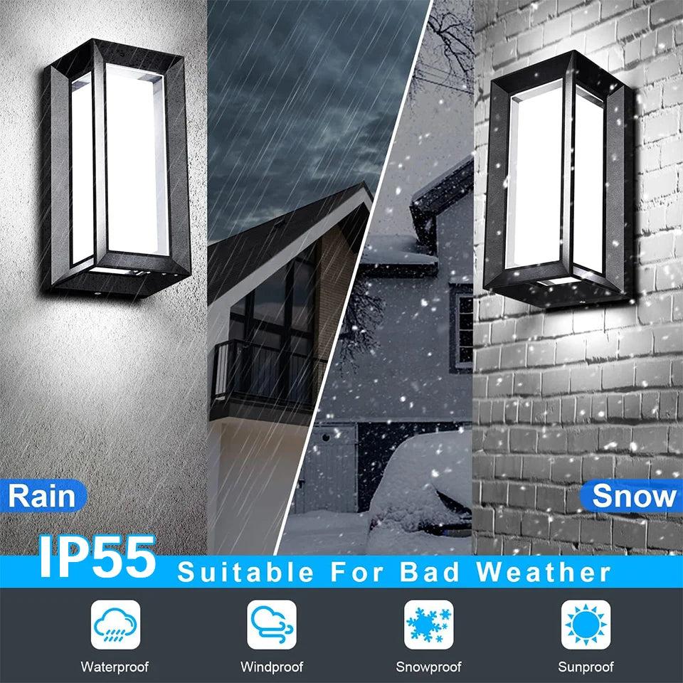 Modern LED Outdoor Wall Light with Motion Sensor for Garden and Porch
