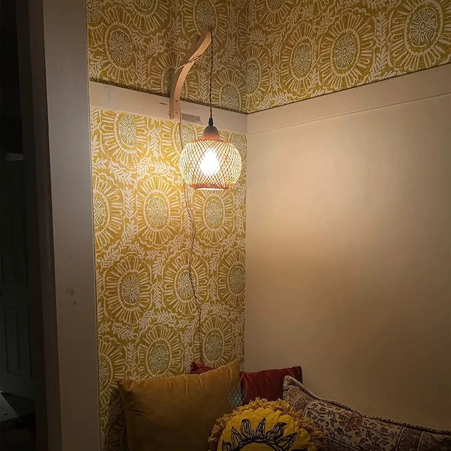 Hand-Woven Rattan Wall Lamp for Organic Interior Decor