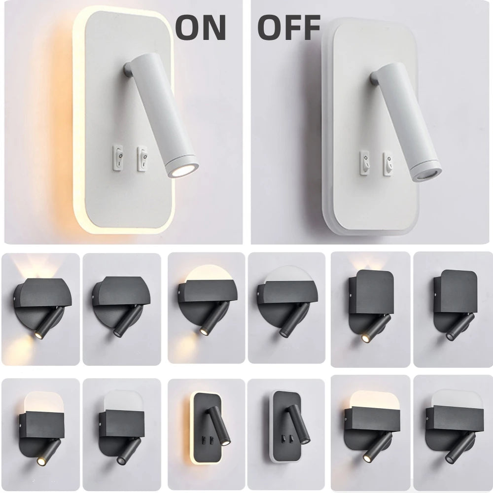 Adjustable Rotating LED Wall Spotlight for Hotel Reading and Bedside Lighting