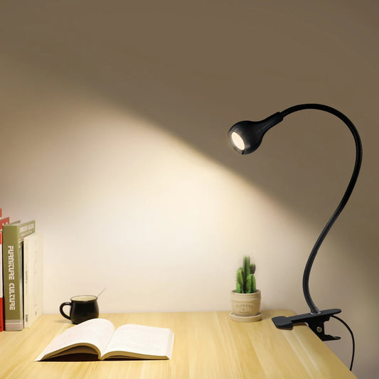 Flexible LED Clip-On Reading Lamp with USB for Office and Bedside