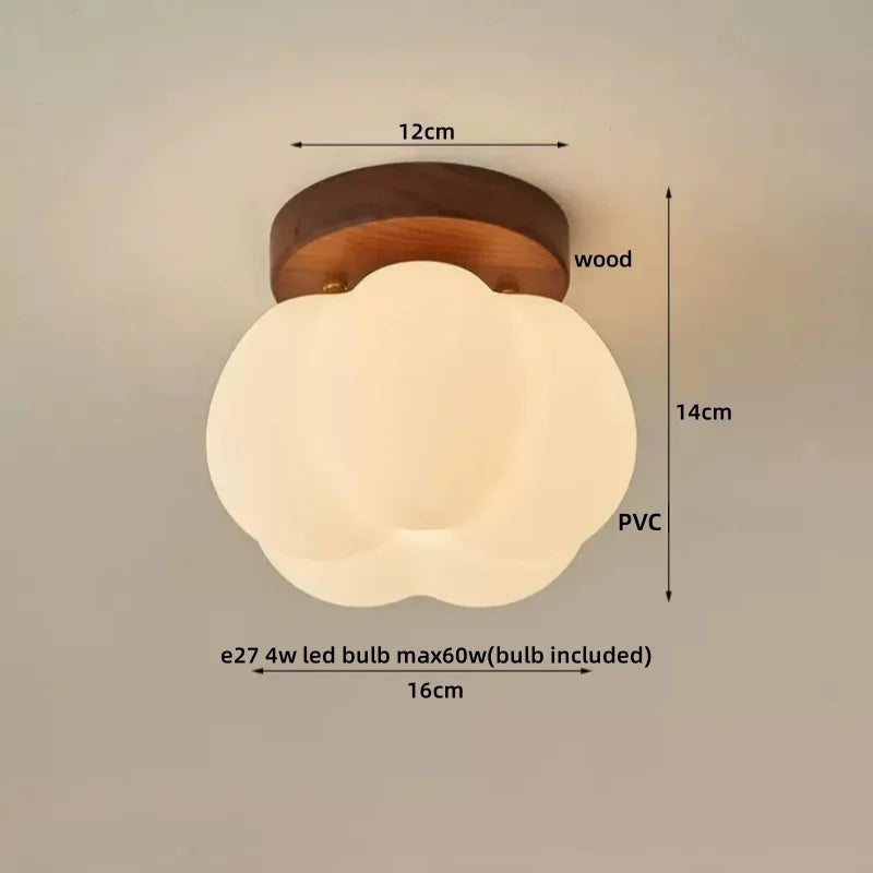 Modern Walnut and Copper LED Ceiling Light for Hallways and Living Rooms