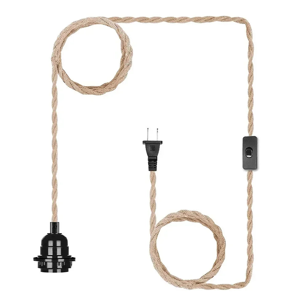 Industrial Rope Pendant Light for Rustic Bedroom and Hallway Decor