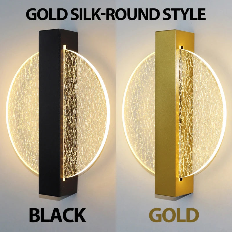Modern Gold Foil LED Wall Sconce for Bedroom and Living Room