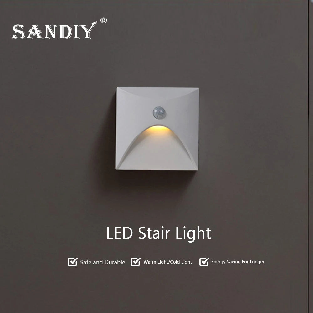 Modern Recessed LED Stair Light with Motion Sensor for Indoor and Outdoor Steps