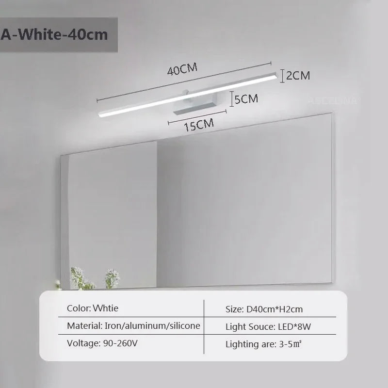Modern LED Wall Strip Light for Bathroom Mirrors and Vanity Spaces