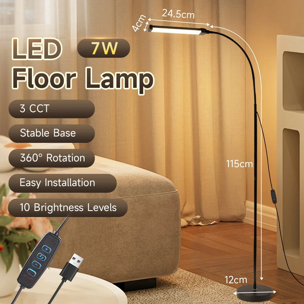 Modern Dimmable LED Floor Lamp with USB for Living Room and Bedroom