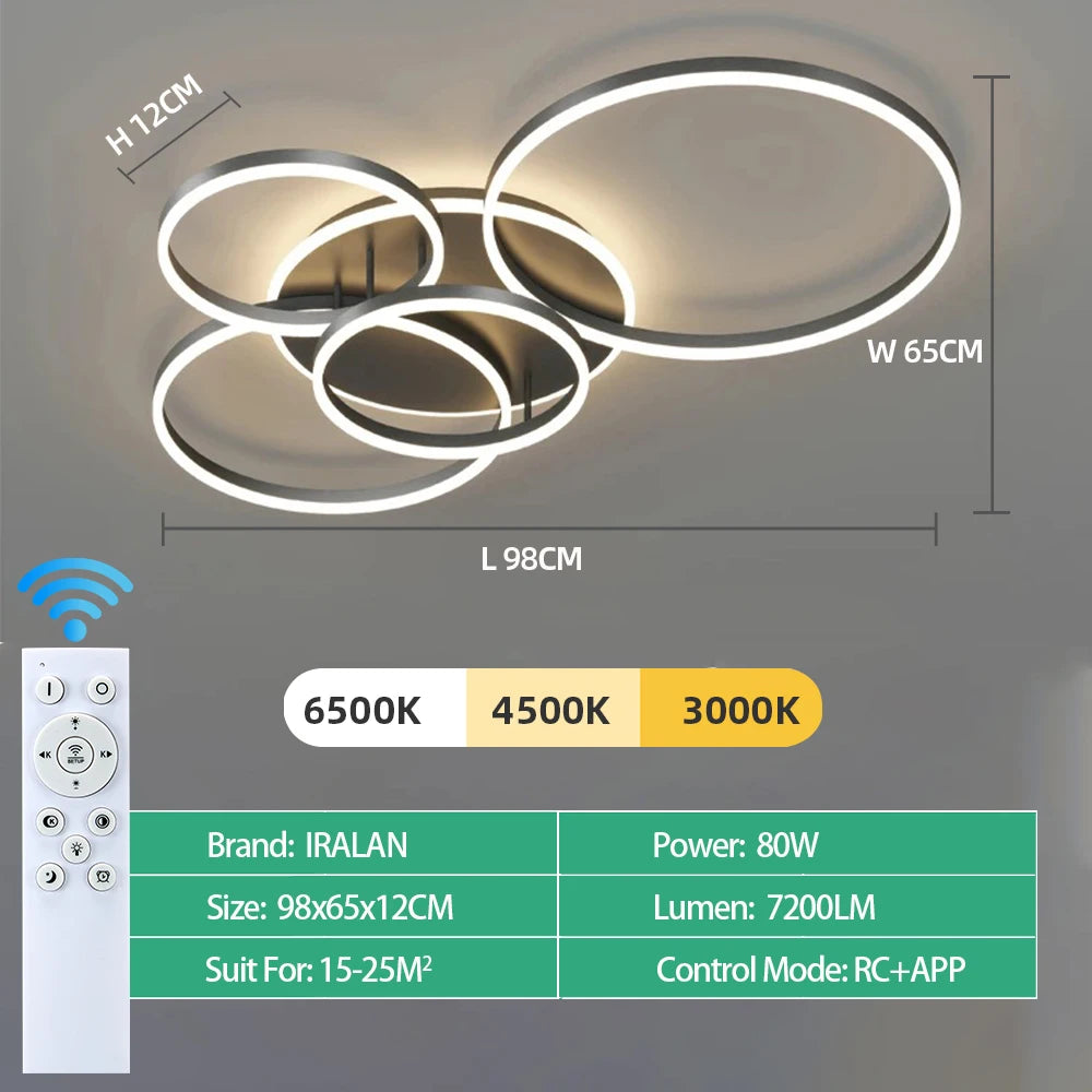 Modern Dimmable LED Ceiling Chandelier for Living Rooms and Bedrooms