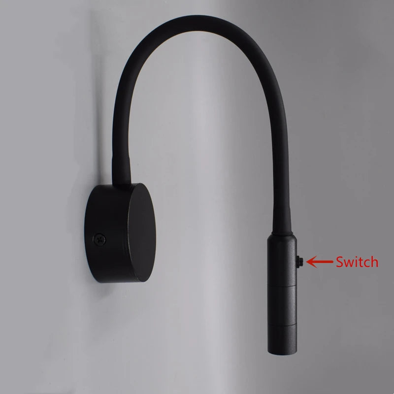 Flexible LED Gooseneck Wall Lamp for Hotel Reading and Bedside Lighting