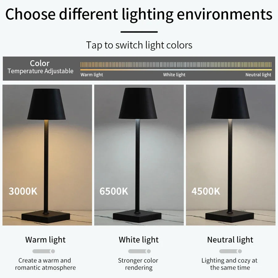 Rechargeable Wireless Table Lamp for Modern Restaurants and Office Desks