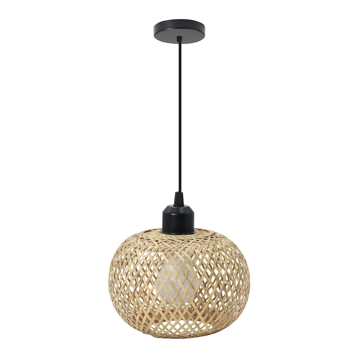 Handwoven Bamboo Pendant Light for Rustic Cafe and Living Room Decor