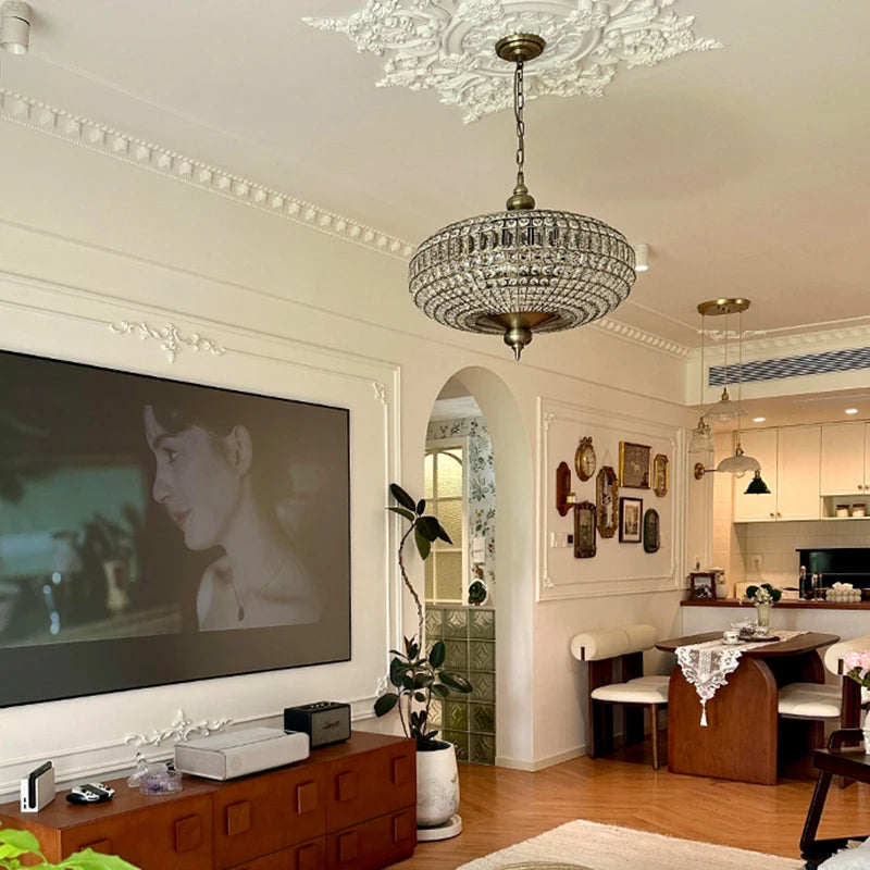 Vintage Copper Crystal Pendant Light for Luxury Dining Rooms and Hotels