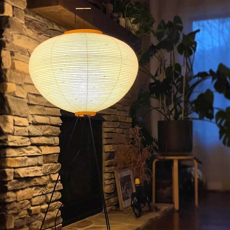 Japanese Washi Paper Floor Lamp for Living Rooms and Restaurants