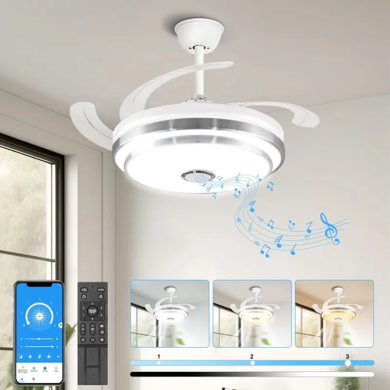 Modern LED Ceiling Fan with Remote Control for Living Room Ambience
