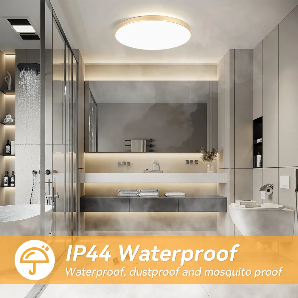 Modern Gold Flush Mount LED Ceiling Light for Kitchens and Bathrooms