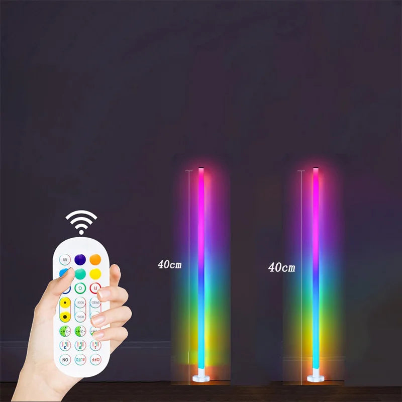 Modern RGB LED Corner Floor Lamp with Music Sync for Living Rooms
