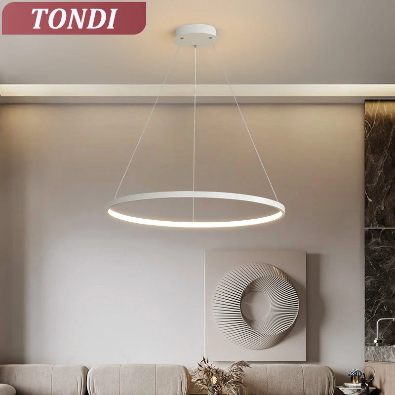 Minimalist Round LED Pendant Light for Modern Living Rooms and Restaurants