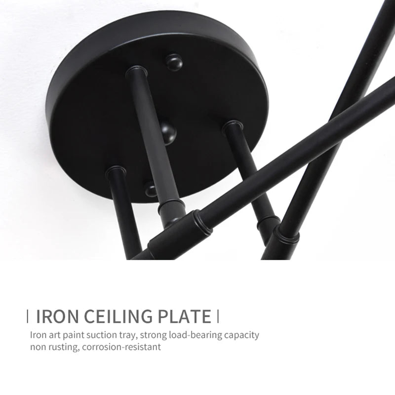 Industrial Six-Head Iron Ceiling Light for Modern Living Spaces