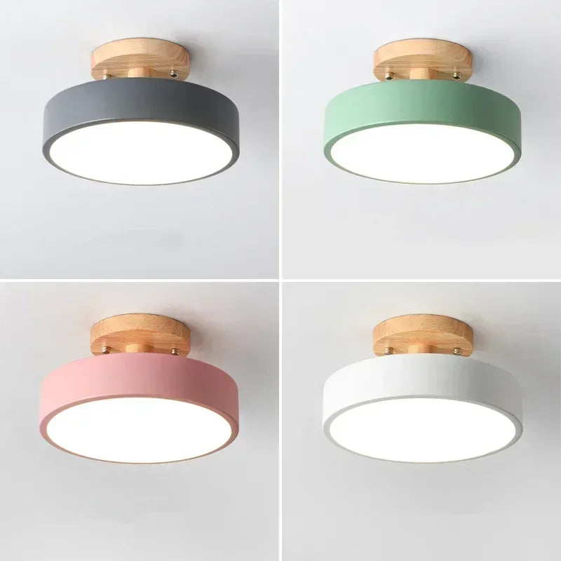 Nordic Round Wood Ceiling Light for Hallway and Dining Room