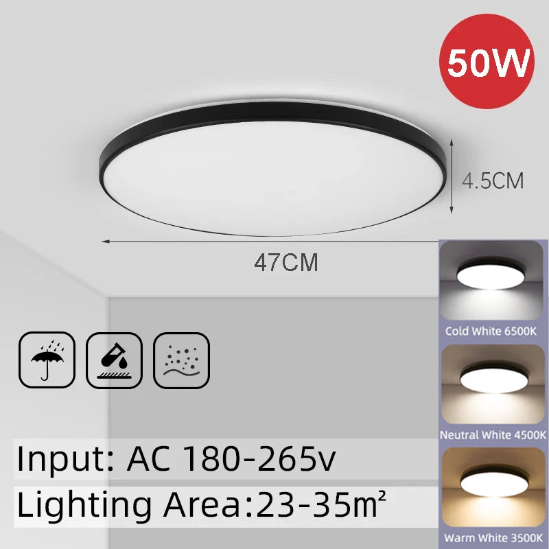 Modern Gold Flush Mount LED Ceiling Light for Kitchens and Bathrooms