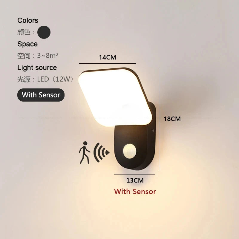 Modern Motion Sensor LED Outdoor Wall Light for Gardens and Pathways