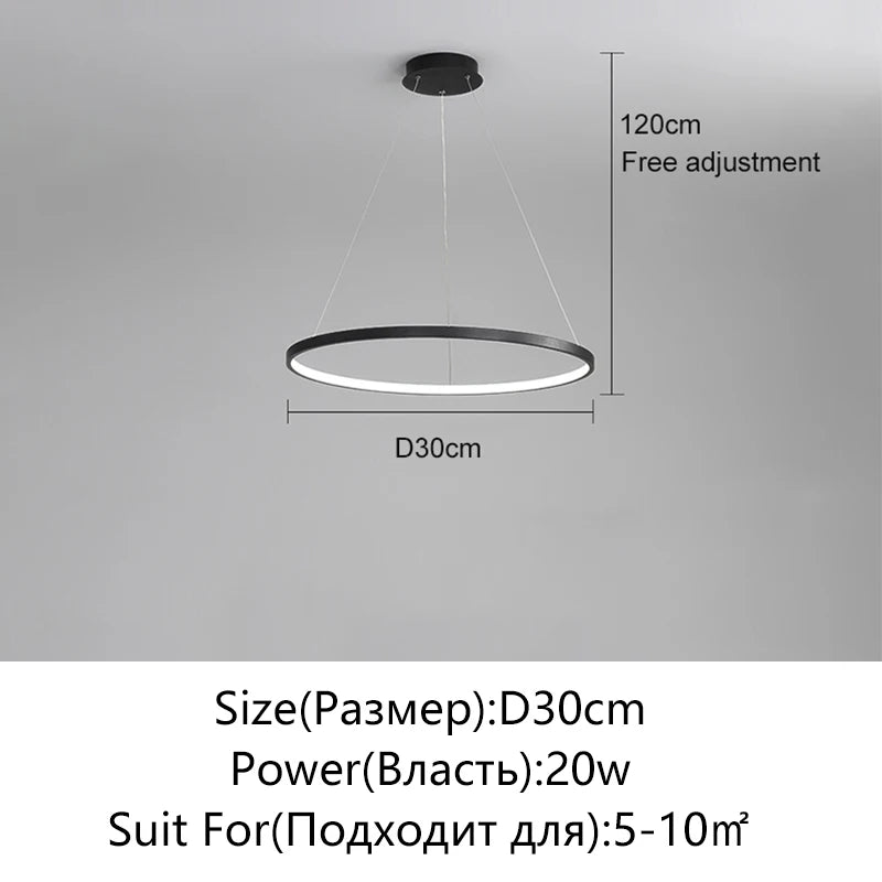 Minimalist Round LED Pendant Light for Modern Living Rooms and Restaurants