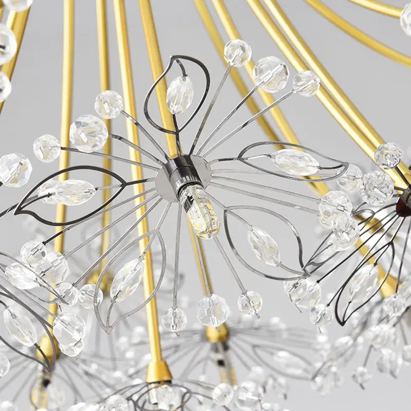 Modern Black Crystal LED Chandelier for Living Rooms and Dining Spaces
