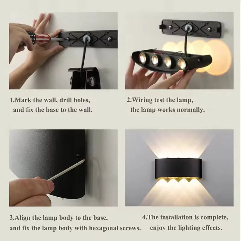 Modern Aluminum Wall Light for Outdoor Garden and Indoor Bedroom Lighting