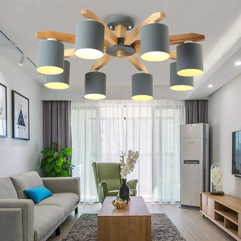 Modern Solid Wood Pendant Light for Dining Rooms and Kitchens
