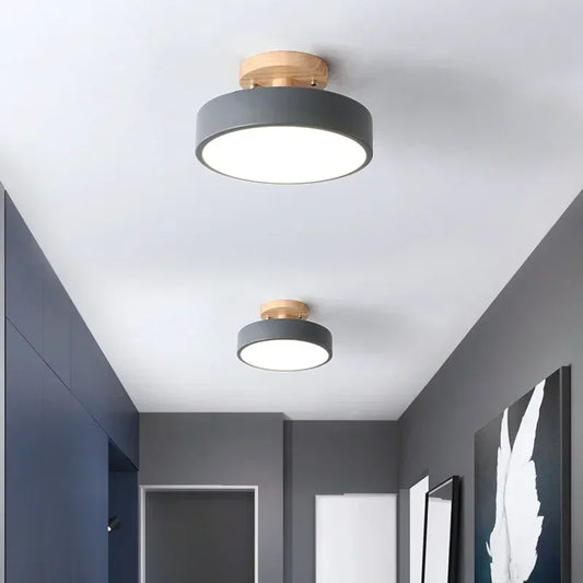 Nordic Round Wood Ceiling Light for Hallway and Dining Room