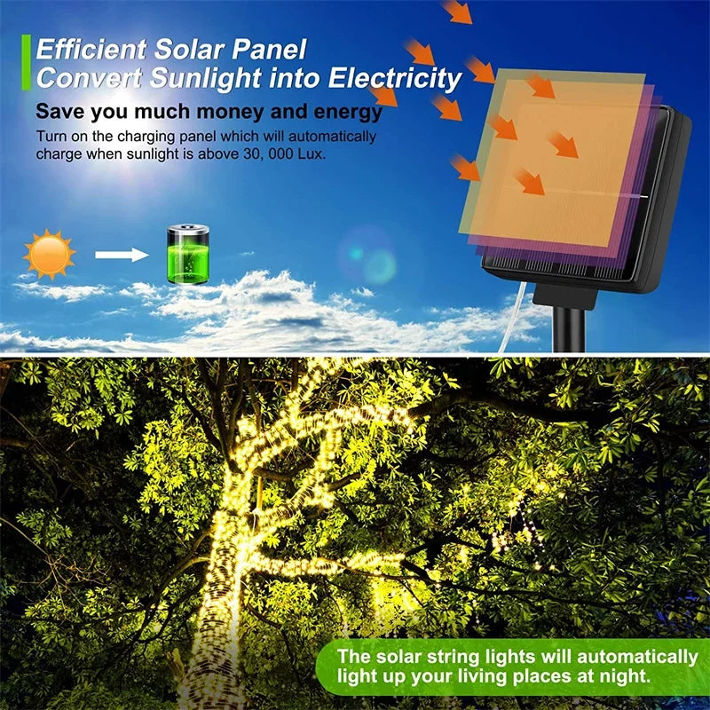 Waterproof LED Solar String Lights for Garden Patio and Wedding Decor