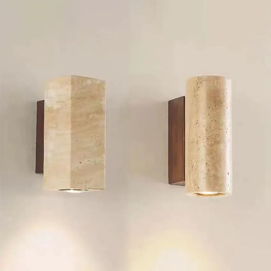 Wabi Sabi Travertine Wall Sconce for Minimalist Living Rooms and Bedrooms