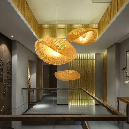 Handmade Bamboo Pendant Light for Rustic Kitchen and Living Room Decor