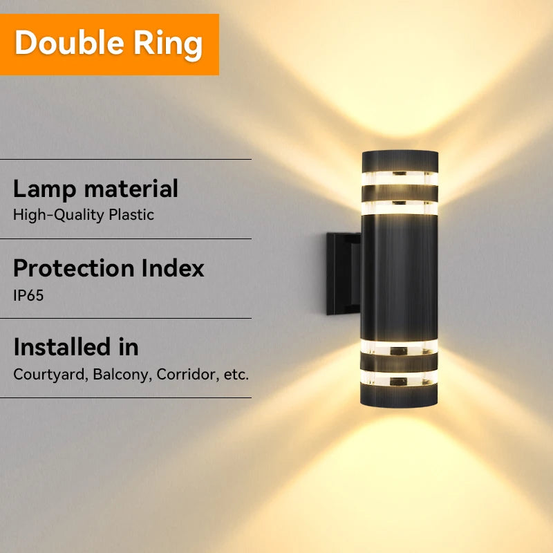 Modern Up and Down Outdoor Wall Sconce for Porch and Garden